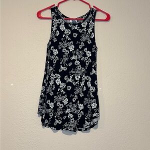 Old Navy Black and White Floral Tank Top